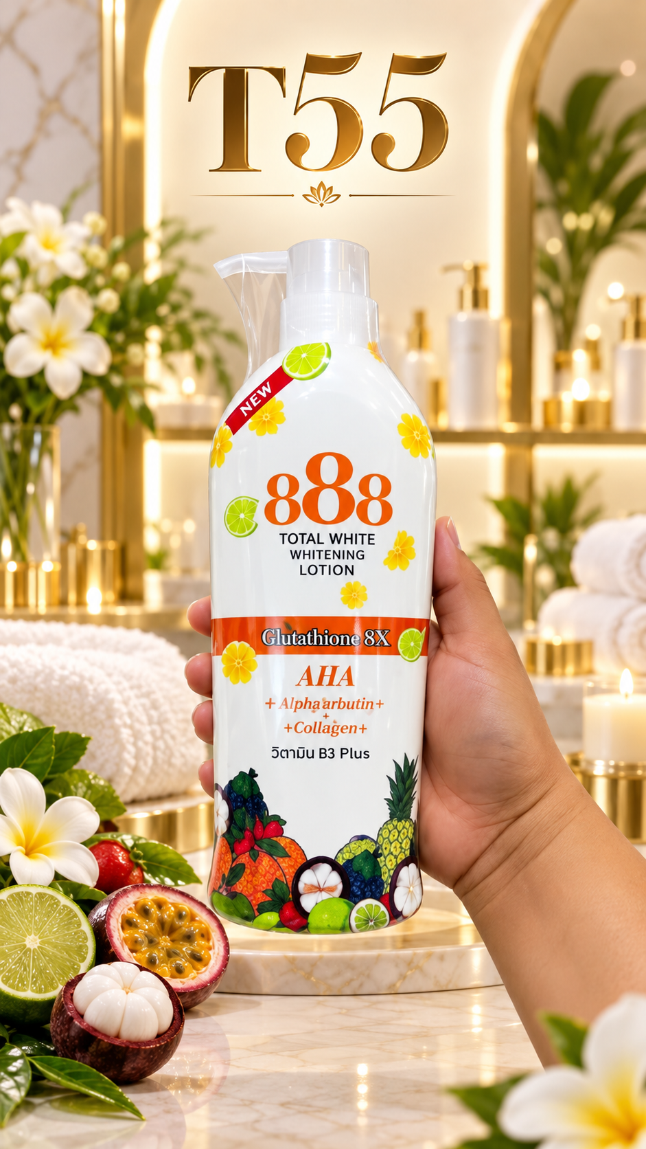 888 TOTAL WHITE WHITENING LOTION AHA LIGHTENING FORMULA