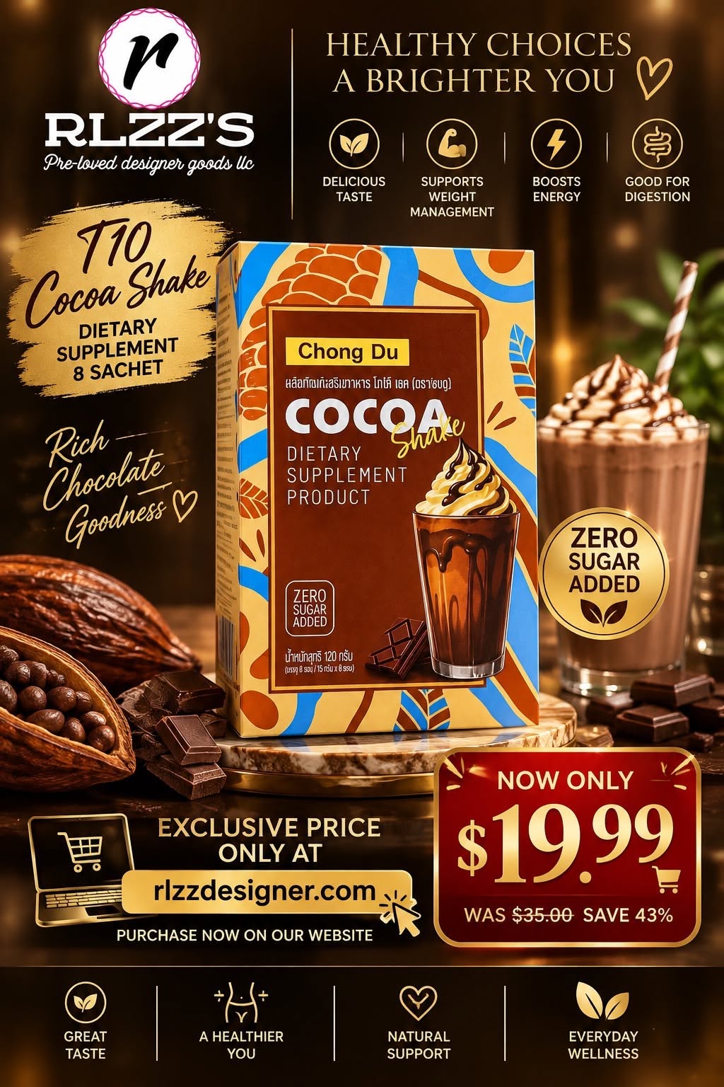 ➡️ ➡️➡️FE DEAL ONLY C9 CHOCO – COCOA SHAKE DIETARY SUPPLEMENT 8 SACHET