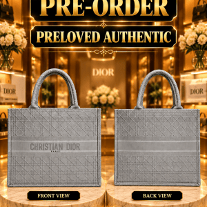 CHRISTIAN DIOR BOOK TOTE CANNAGE EMBROIDERY – GRAY