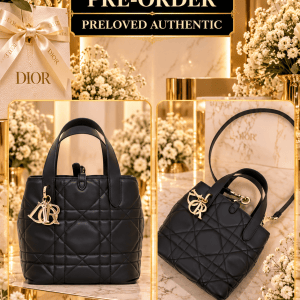 CHRISTIAN DIOR SMALL TOUJOURS VERTICAL TOTE – BLACK CANNAGE LEATHER WITH D.I.O.R. CHARMS 🖤✨